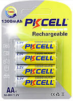 Акумулятор PKCELL 1.2V AA 1300mAh NiMH Rechargeable Battery, 4 штуки в блістері ціна за блістер, Q12