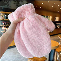 Женские пушистые варежки розовые, зимние перчатки, меховые однотонные, FS-2241