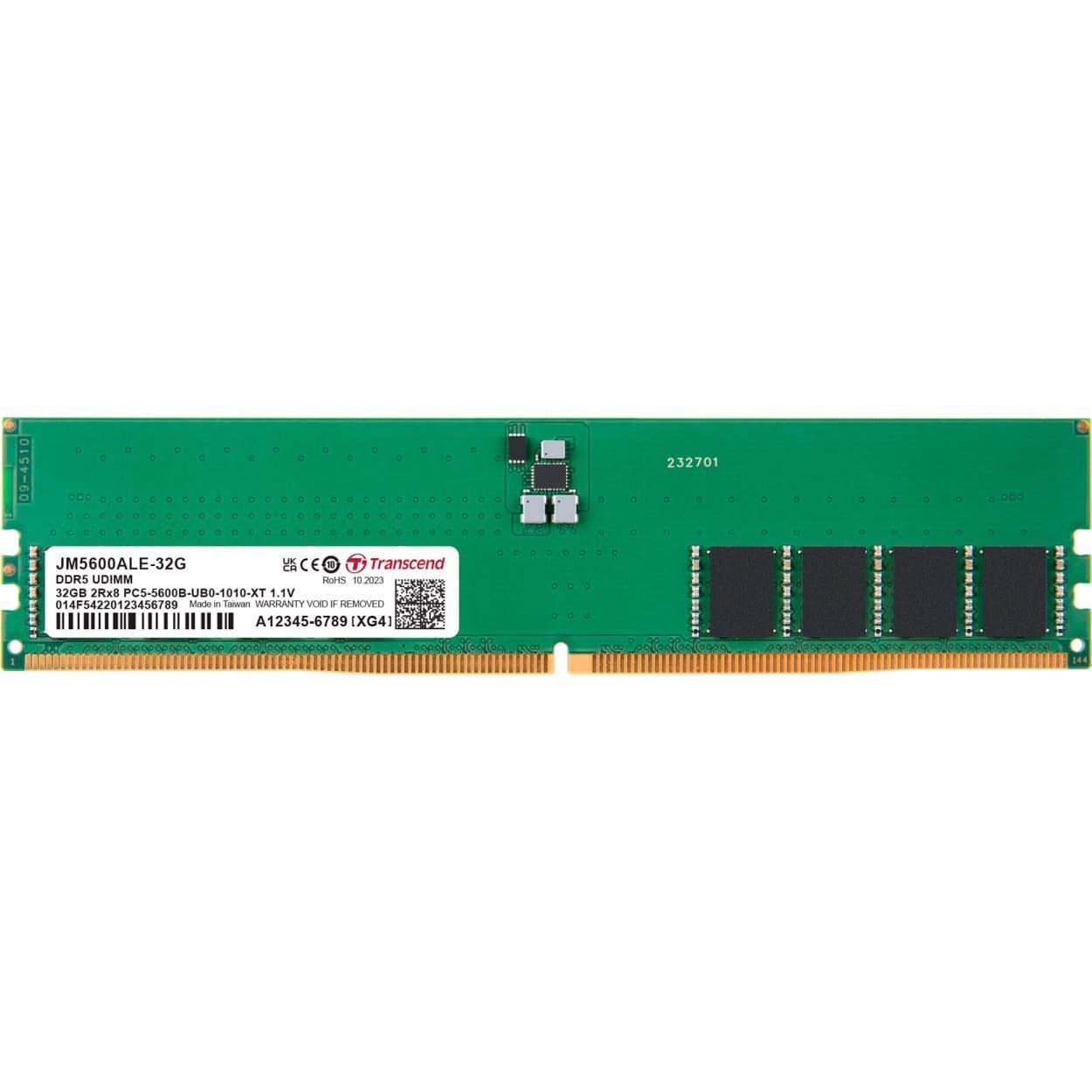 Модуль пам'яті Transcend DDR5 32GB 5600MHz JetRam U-DIMM 2Rx8 (JM5600ALE-32G)