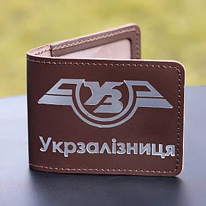Обкладинка для посвідчення "Укрзалізниця", темно-коричнева з сріблом, фото 4