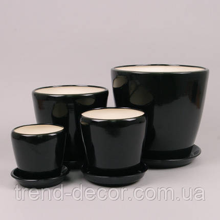 Горщик керамічний Грація глянець чорний 2.3л., фото 2