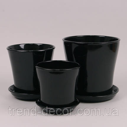 Горщик керамічний Вуаль глянець чорний 1л., фото 2