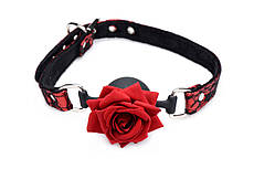 Капелюх із трояндою Master Series: Eye-Catching Ball Gag With Rose, чорно-червоний, Київ