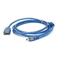 Кабель USB 2.0 AF / Mini-B OTG, 1.5m, прозорий синій