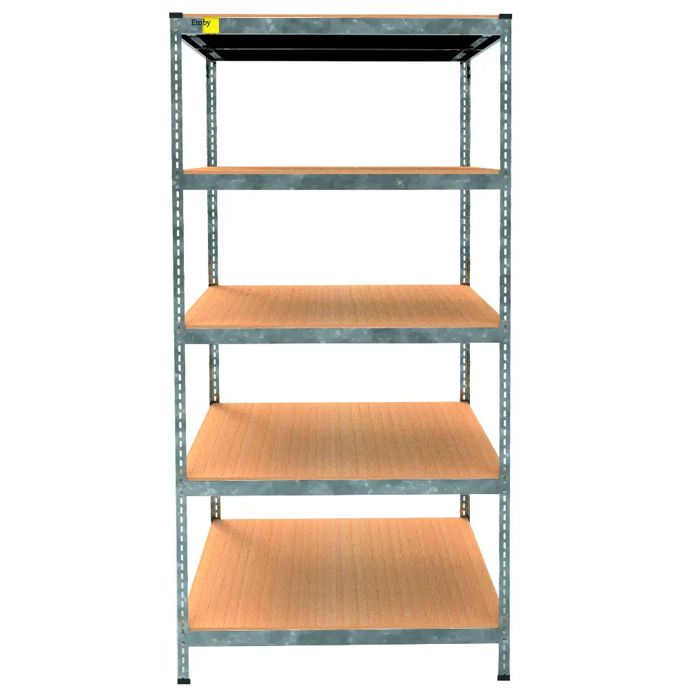 Металевий стелаж Emby Light Series 5 полиць ДСП до 100кг (розмір 2400х900x600) Оцинкований