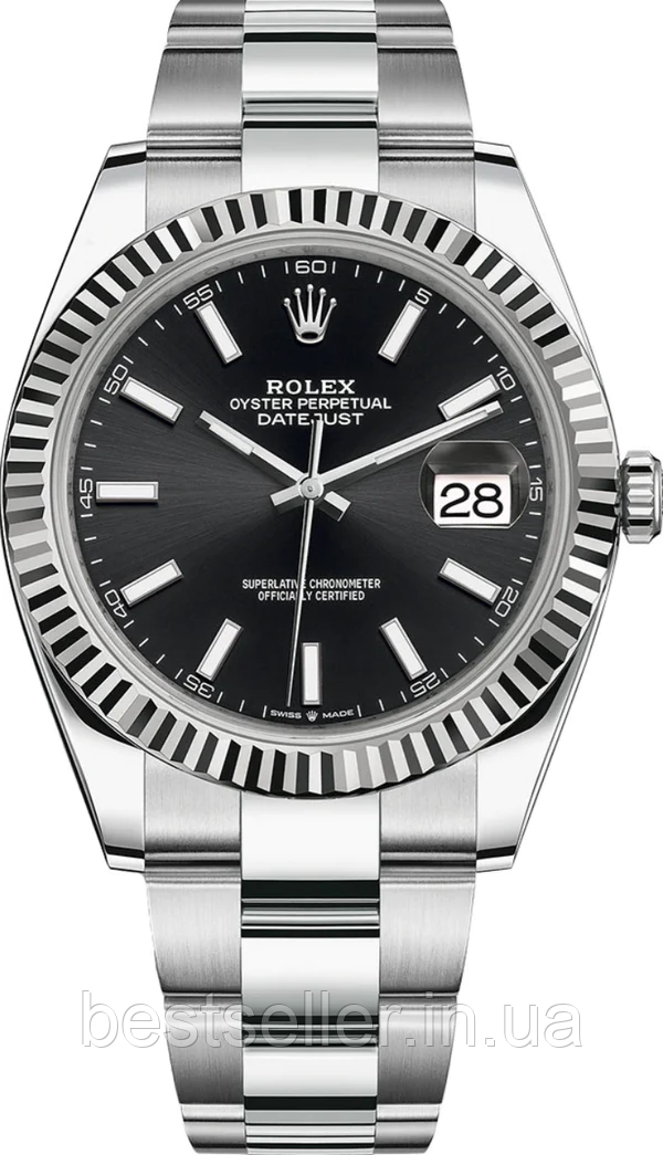 ROLEX DATEJUST 40MM OYSTER BRACELET SILVER BLACK (ETA 2834). AAA
