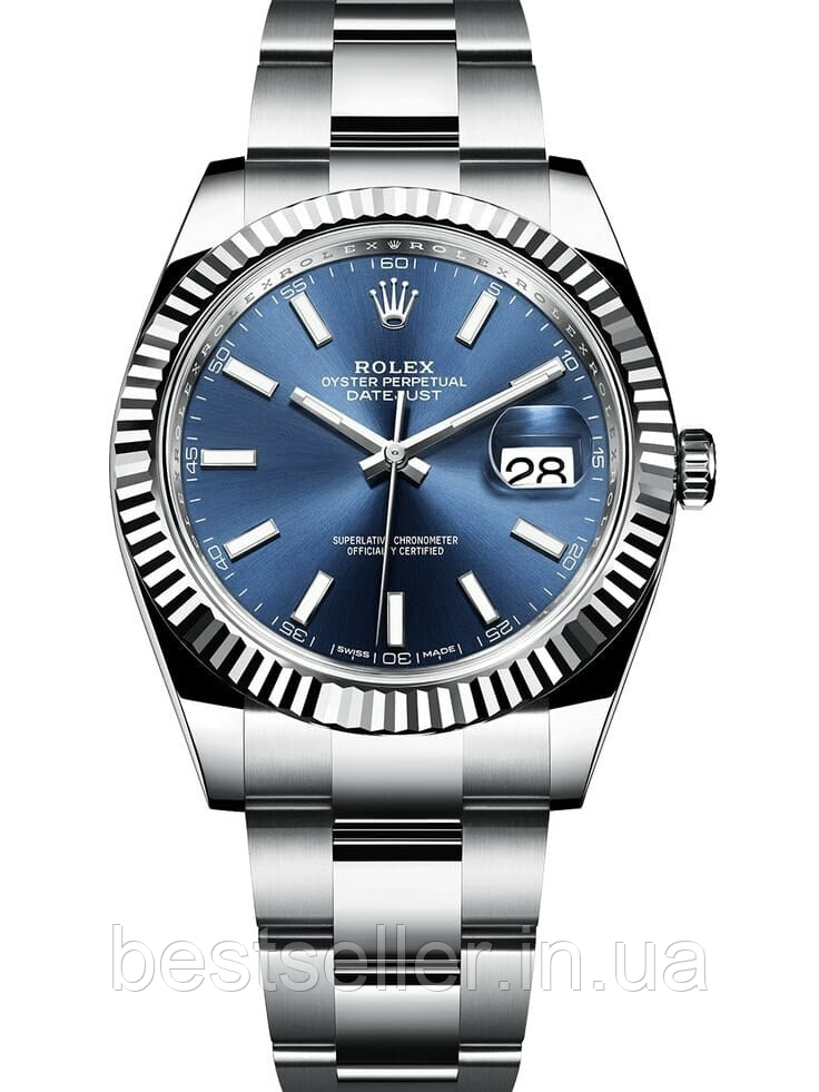 ROLEX DATEJUST 40MM OYSTER BRACELET SILVER BLUE (ETA 2834). AAA