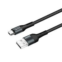 Дата кабель USB 2.0 AM to Micro 5P 1.0m nylon black ColorWay (CW-CBUM045-BK) n