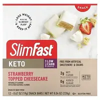 SlimFast, Keto Snack Bar Mini, чизкейк с клубникой, 12 пакетиков, 19 г (0,6 унции) Днепр