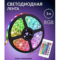 Умная светодиодная лента RGB 5м с блютузом от USB smd 5050 RGB, Светодиодная RGB лента многоцветная с пультом