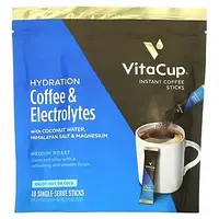 VitaCup, Hydration, кава та електроліти, розчинна кава, середньої обсмажування, 18 порційних стиків по 4,4 г (0,16