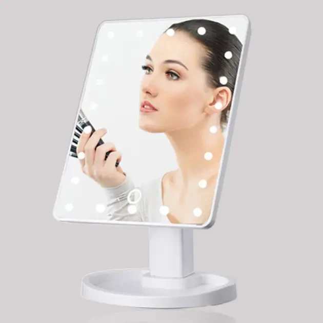 Зеркало для макияжа с led подсветкой , Настольное косметическое зеркало , Квадратное лед зеркало - фото 10 - id-p2064427196