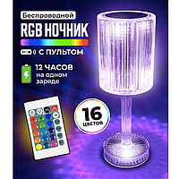 Лампа ночник кристал rose diamond rgb с пультом от usb Table Lamp, Ночник в виде кристалла с сенсорная