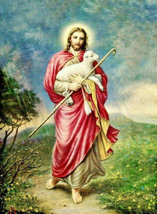 Набір алмазної мозаїки 40x50 Ісус з ягням SP109, Ні, фото 1