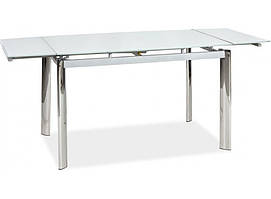 Стіл обідній GD-020 метал Хром, стільниця скло Біле 120-180х80 (Signal TM)