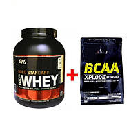 Комплект Протеин Optimum Nutrition 100% Whey Gold Standard 2.27 кг Клубника + Аминокислота Olimp BCAA Xplode