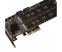 Плата розширення Frime (ECF-PCIEtoSSD012.LP) PCI-E-2хM.2+2хSATA, 88SE9215