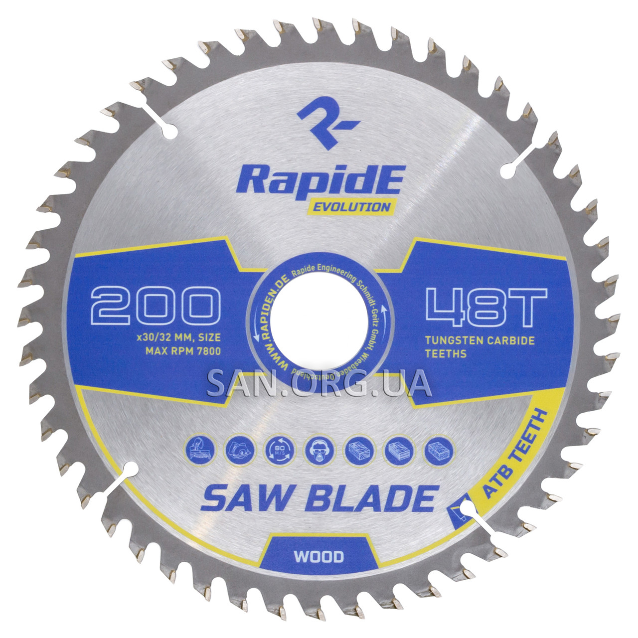 Пильний диск по Дереву RapidE 200х30/32х48Т Basic Series, фото 1