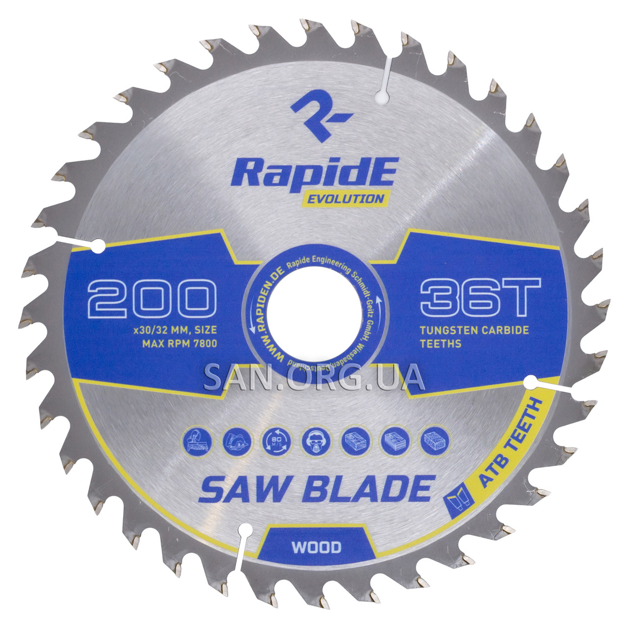 Пильний диск по Дереву RapidE 200х30/32х36Т Basic Series, фото 1