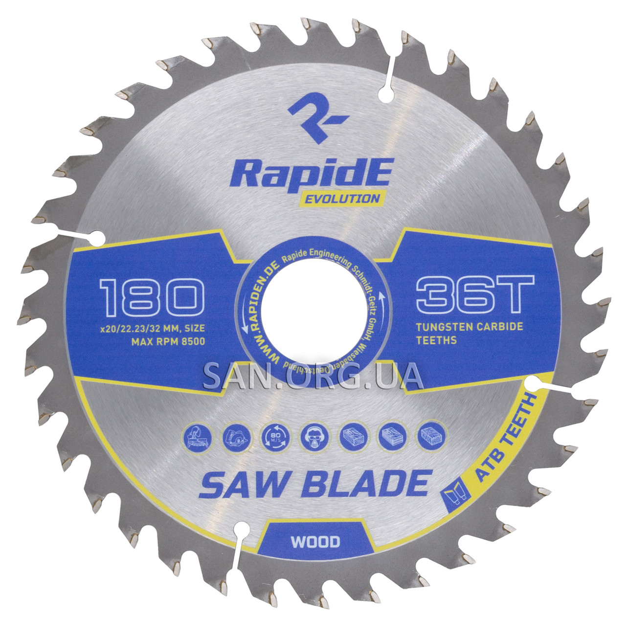 Пильний диск по Дереву RapidE 180х20/22.23/32х36Т Basic Series, фото 1