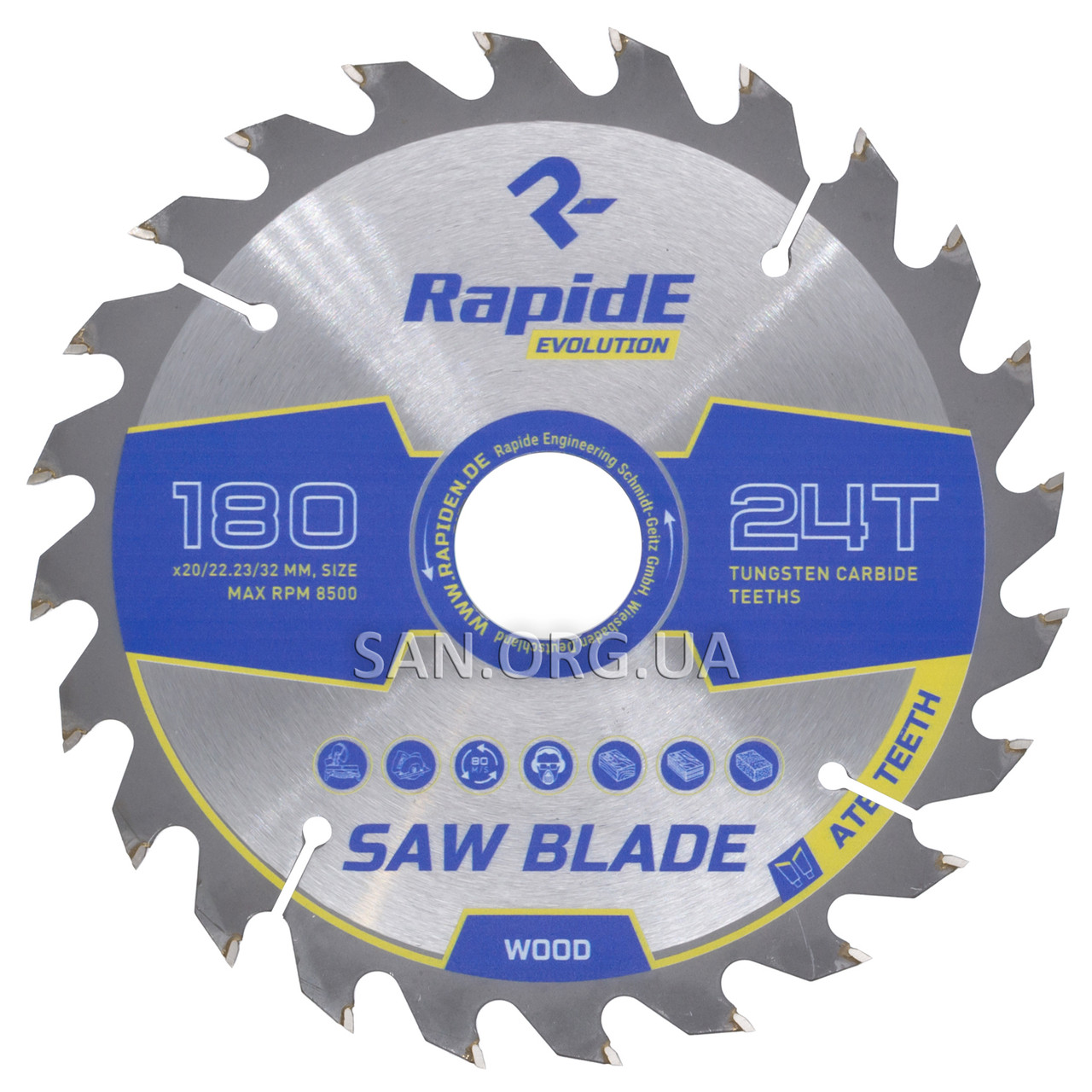 Пильний диск по Дереву RapidE 180х20/22.23/32х24Т Basic Series, фото 1