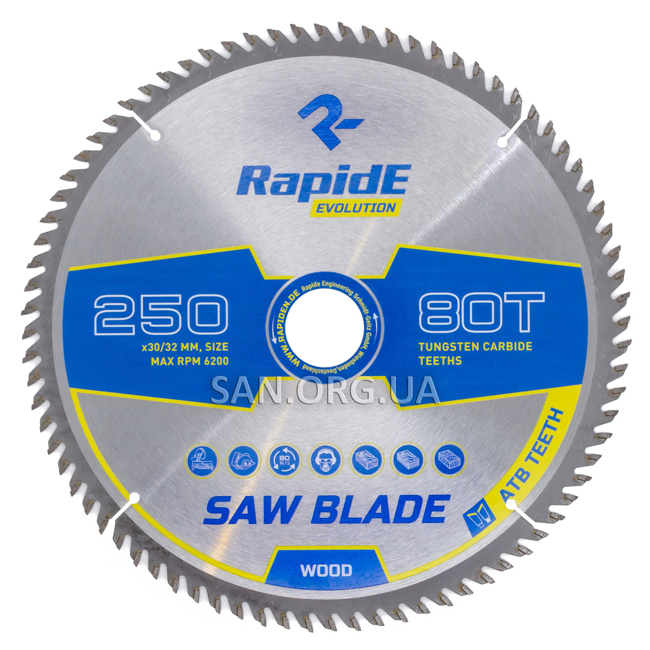 Пильний диск по Дереву RapidE 250х30/32х80Т Basic Series