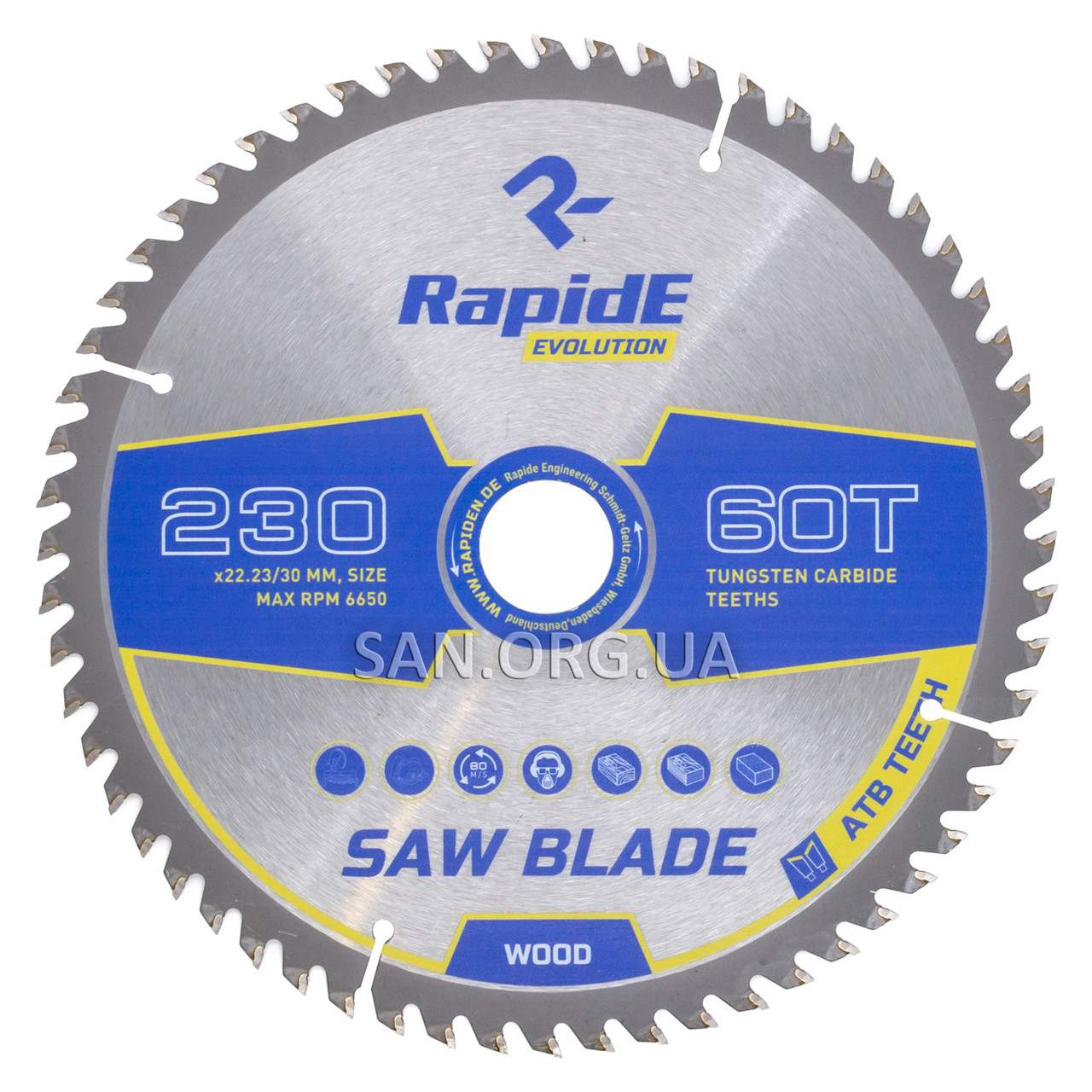 Пильний диск по Дереву RapidE 230х22.23/30х60Т Basic Series, фото 1