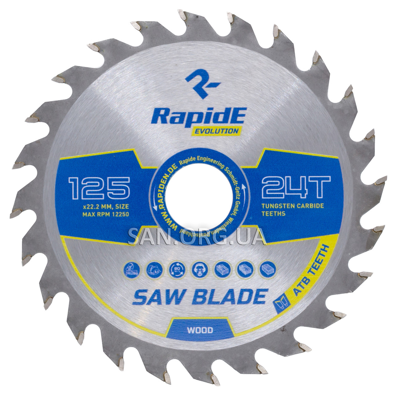 Пильний диск по дереву RapidE 125х22.23х24Т Basic Series, фото 1