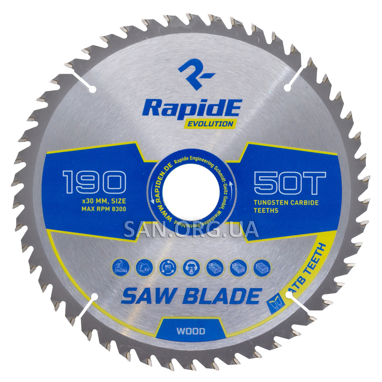 Пильний диск по Дереву RapidE 190х30х50Т Basic Series, фото 1