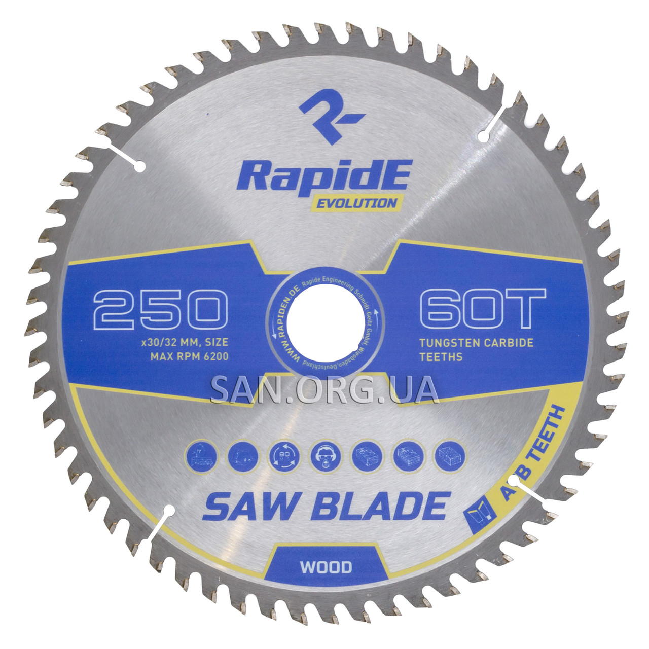 Пильний диск по Дереву RapidE 250х30/32х60Т Basic Series