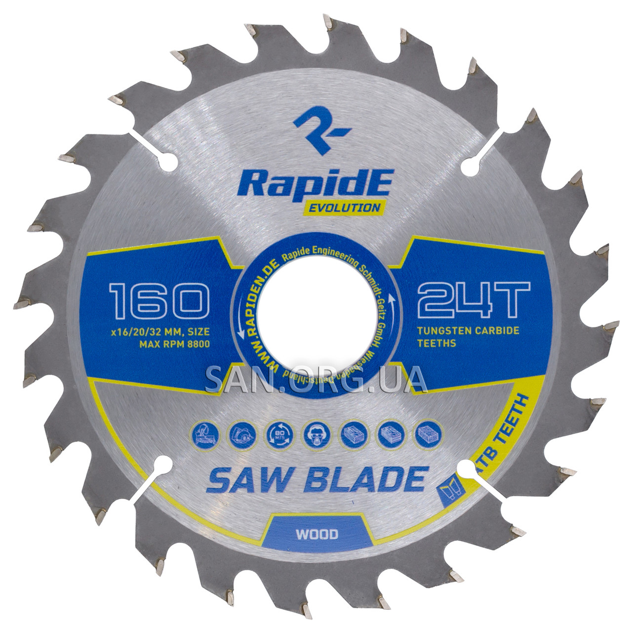 Пильний диск по Дереву RapidE 160х16/20/32х24Т Basic Series, фото 1