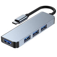 USB 3.1 Type-C хаб розгалужувач на 4x USB 3.0/USB 2.0, BC1.2, метал b