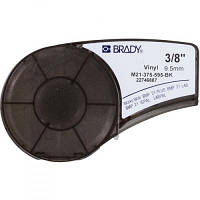 Стрічка для принтера етикеток Brady вініл, 9.53 mm/6.4m. Білий на Чорному (M21-375-595-BK)