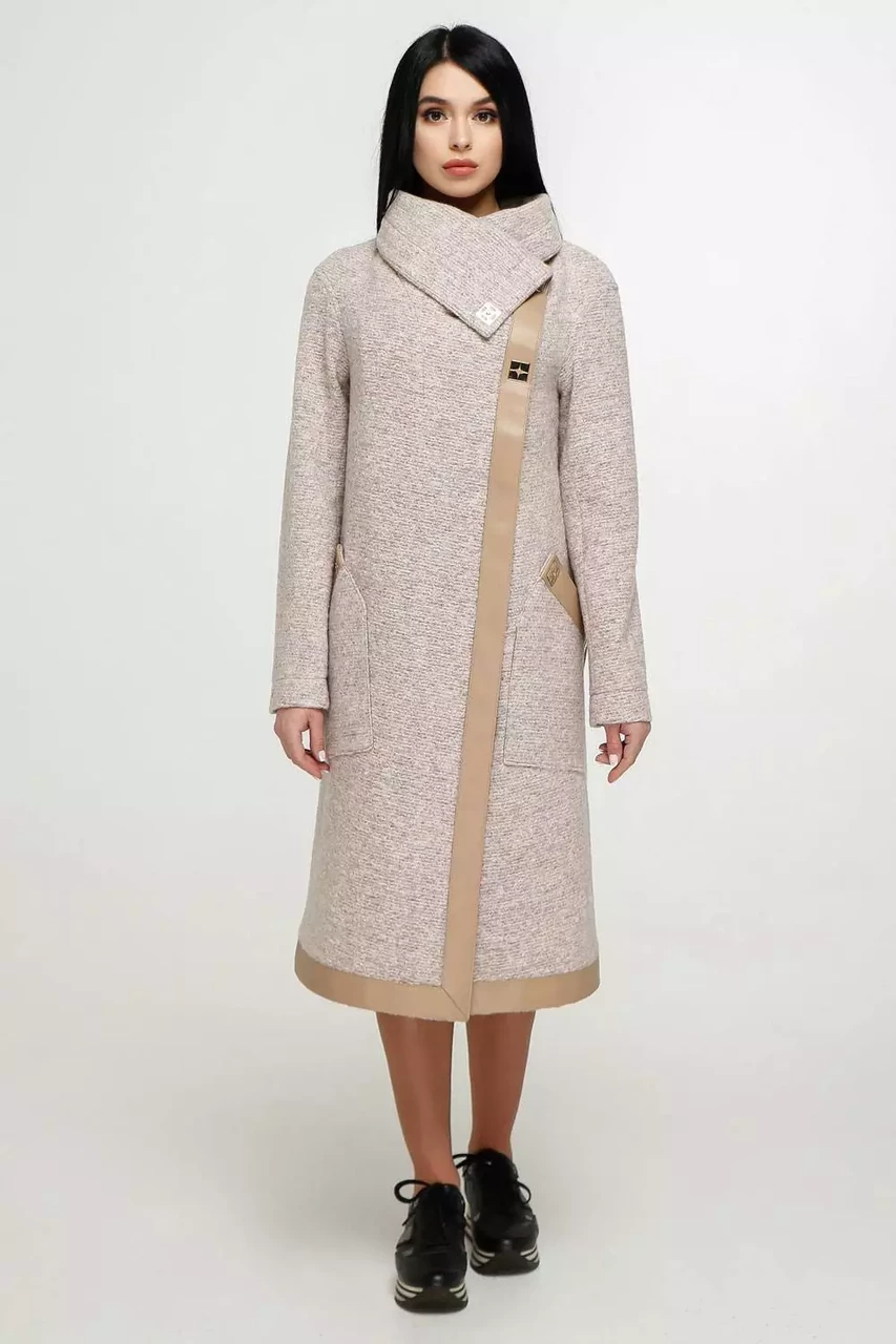 Жіноче пальто демісезонне В-1184 Bouclet Alpaca AGU Тон 111