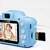Дитячий цифровий фотоапарат з USB, ET015 Cat, Блакитний / Дитяча фотокамера з чохлом, фото 4