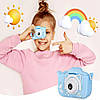 Дитячий цифровий фотоапарат з USB, ET015 Cat, Блакитний / Дитяча фотокамера з чохлом, фото 7