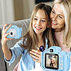 Дитячий цифровий фотоапарат з USB, ET015 Cat, Блакитний / Дитяча фотокамера з чохлом, фото 2