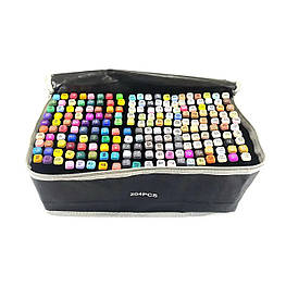 Набір 204 скетч-маркера для малювання в сумці спиртові двосторонні фломастери 2 стержні