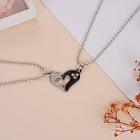 Парні кулони для закоханих у вигляді серця I Love You. Подвійні підвіски для двох. Подарунок коханій людині, фото 4