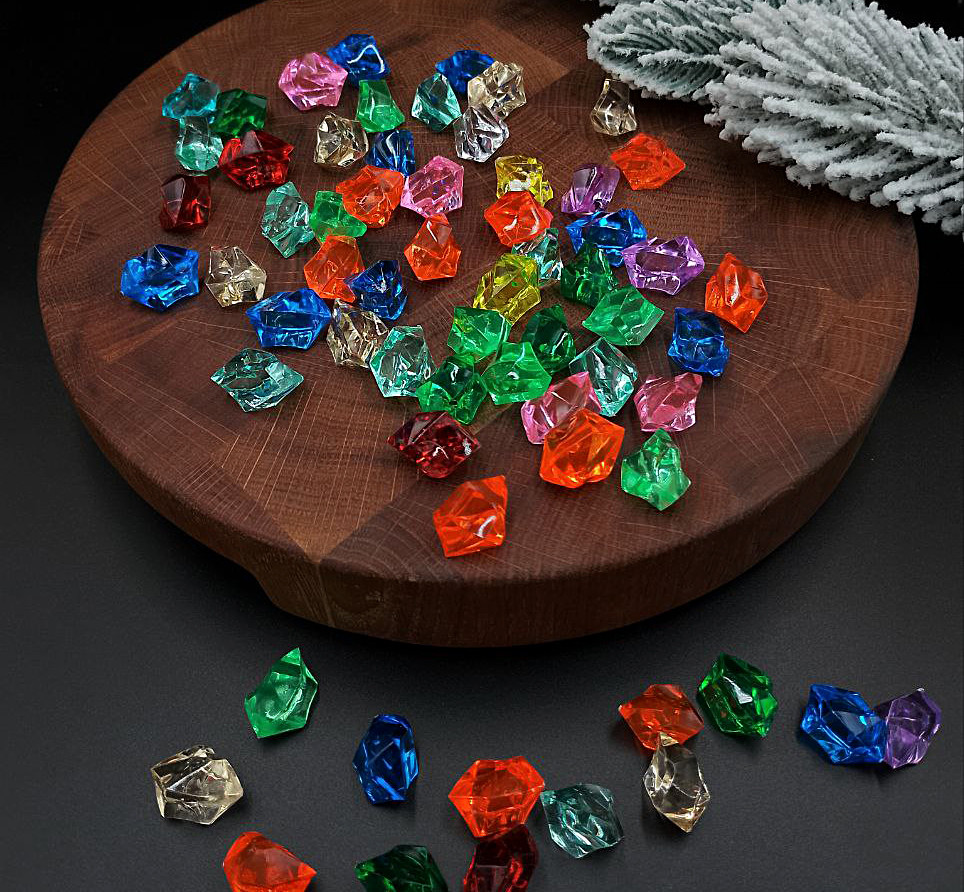 Кристали для Декору / Штучний лід / Упаковка 300 грам ≈ 150 шт / 24*17 мм / Мікс, фото 1