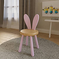 Детский стульчик для девочек жираф "Мелман" из натурального дерева Розовые ушки и ножки