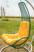 Подвесное кресло кокон со стойкой из искусственного ротанга Дели, кресло качель кокон для дачи бирюзовый