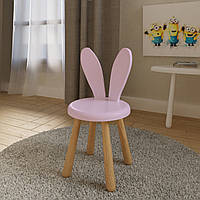 Детский стульчик для девочек жираф "Мелман" из натурального дерева Розовые ушки и седения