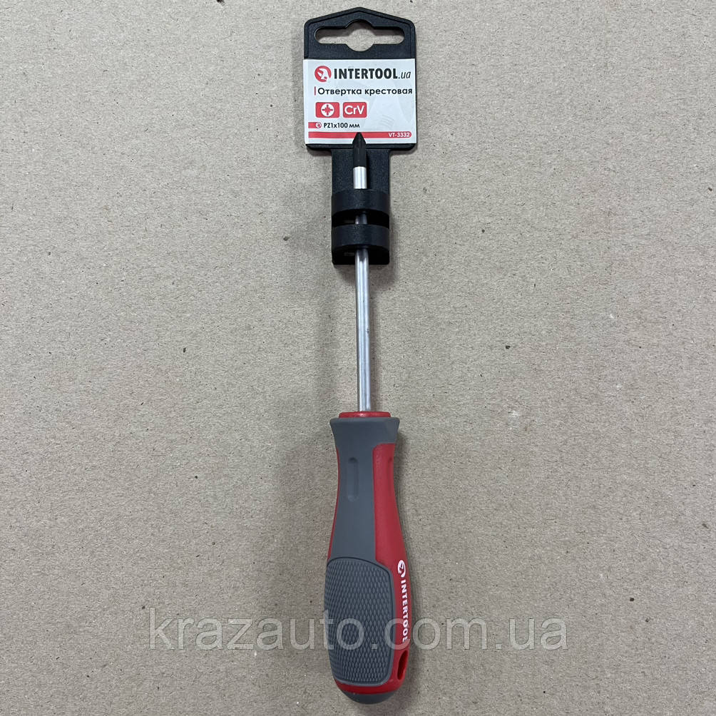 Викрутка PZ1*100 мм, CR-V INTERTOOL VT-3332, фото 1