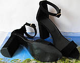 Viva літо! жіночі стильні босоніжки каблук 10 см чорні туфлі замша, фото 2