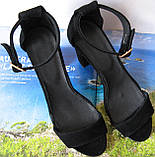 Viva літо! жіночі стильні босоніжки каблук 10 см чорні туфлі замша, фото 4