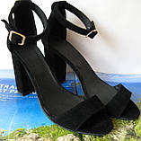 Viva літо! жіночі стильні босоніжки каблук 10 см чорні туфлі замша, фото 5