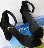 Viva літо! жіночі стильні босоніжки каблук 10 см чорні туфлі замша, фото 7