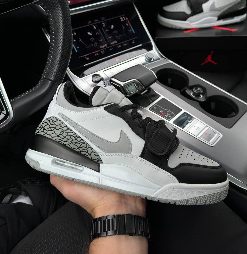 Кросівки чоловічі Air Jordan Legacy 312 Low демісезонні осінь-весна (білі з сірим). Живе фото