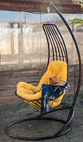 Подвесное кресло кокон со стойкой из искусственного ротанга Дели, кресло качель кокон для дачи черный